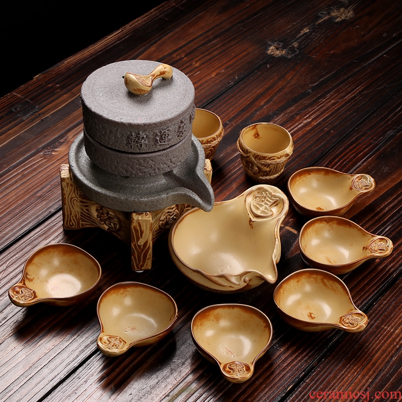 Royal refined kung fu tea set automatically suit household ceramics to restore ancient ways besides office lazy character combinations