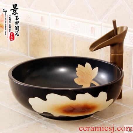 Jingdezhen ceramic stage basin basin lavatory sink basin on a black night charge sanitary ware carving art