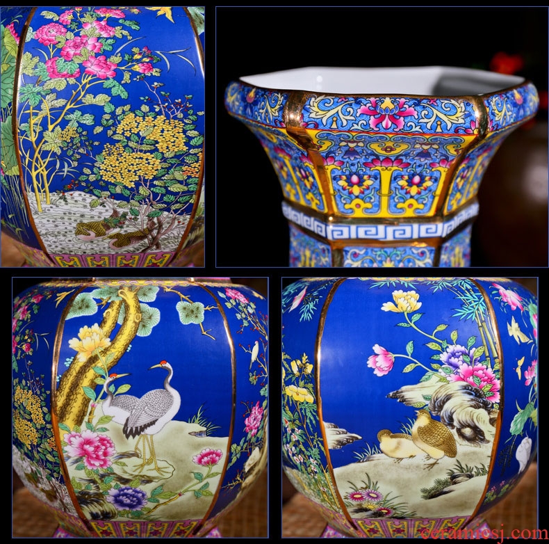 Sitting room ground vase large paint Chinese jingdezhen ceramics creative decorative furnishing articles craft vase - 525137061142