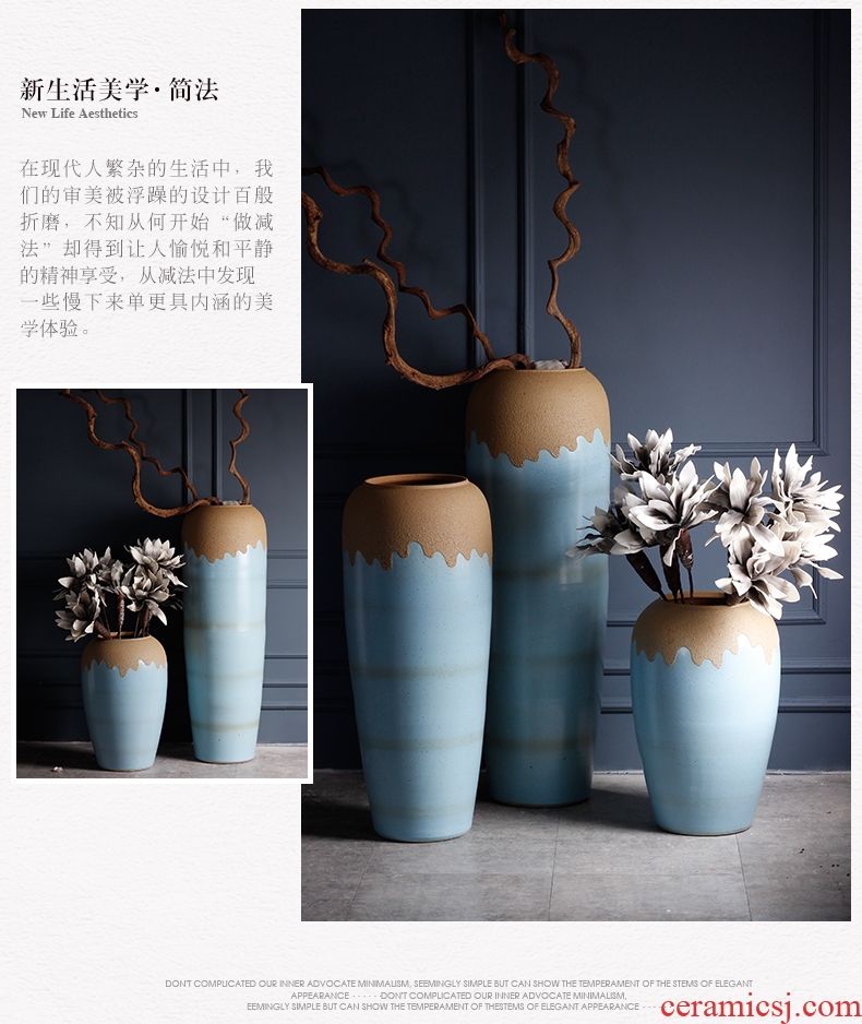 Artistic ceramic restoring ancient ways of large vases, dry flower POTS to I and contracted white thread gun barrel pot sitting room place - 556964038456