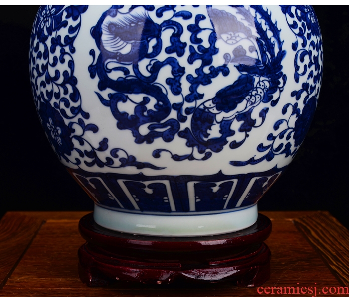 Jingdezhen blue and white gourd archaize ceramics porcelain vase living room TV ark place to live in arts and crafts