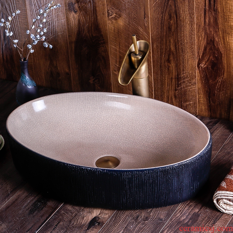 Jingdezhen ceramic lavabo stage basin oval new Chinese style restoring ancient ways of creative art hotel toilet basin