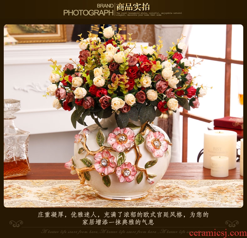 Household vase of new Chinese style restoring ancient ways ceramic creative living room decoration flower arranging containers dry flower is placed big desktop - 522956370568