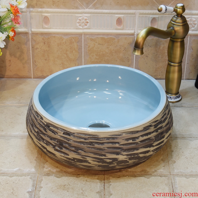 Jingdezhen ceramic lavatory basin basin art on the sink basin basin admiralty pale indigo blue