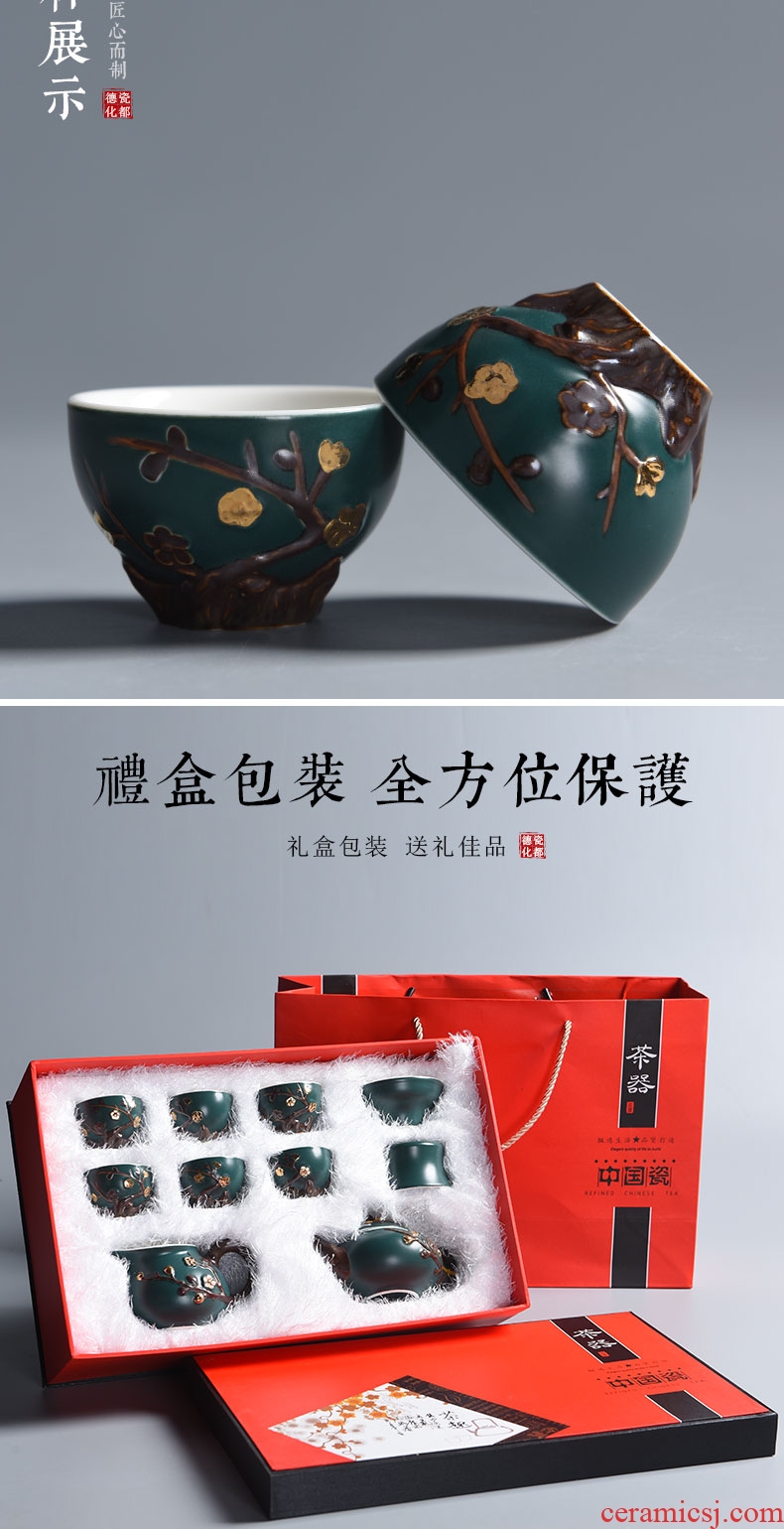 Antique Japanese porcelain god contracted ceramic kung fu tea set household hand - made paint teapot teacup gift boxes