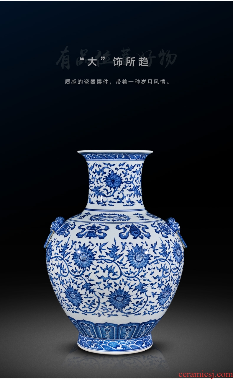 Jingdezhen ceramics dried flowers of large vases, flower arrangement home sitting room adornment high place large crafts - 561131698430