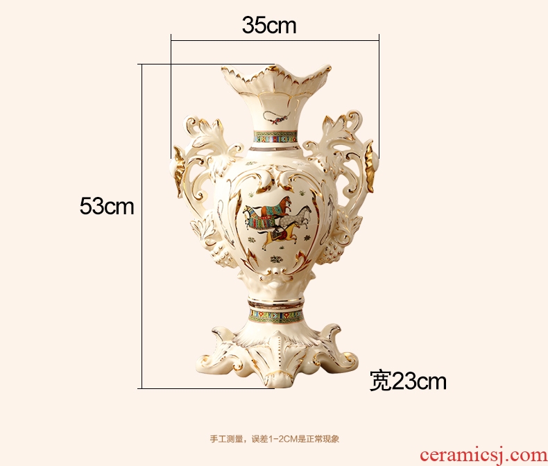Jingdezhen ceramics antique hand - made landscape painting landing big vases, new Chinese style living room decorations furnishing articles - 569138169002