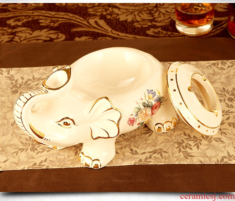 Vatican Sally 's elephant European - style ashtray key-2 luxury home sitting room with cover of creative move ceramic ashtray office