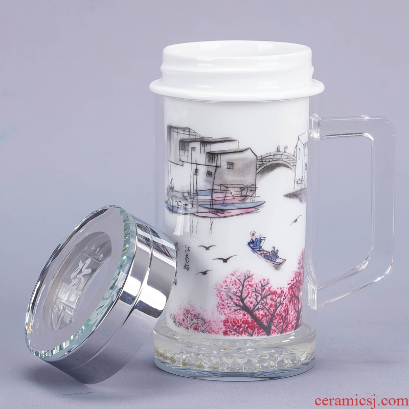 Jingdezhen ceramic tank vacuum insulation cup of water glass office cup car cup 508 ml customized gifts