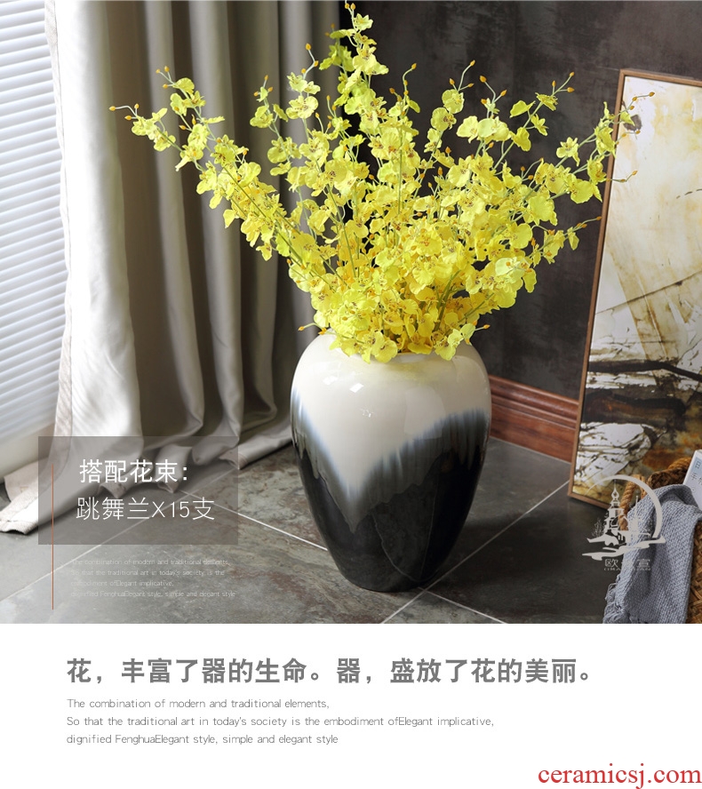 Jingdezhen ceramic I and contracted sitting room of large vase dried flower adornment is placed high creative flower arranging large bottle - 569111187733