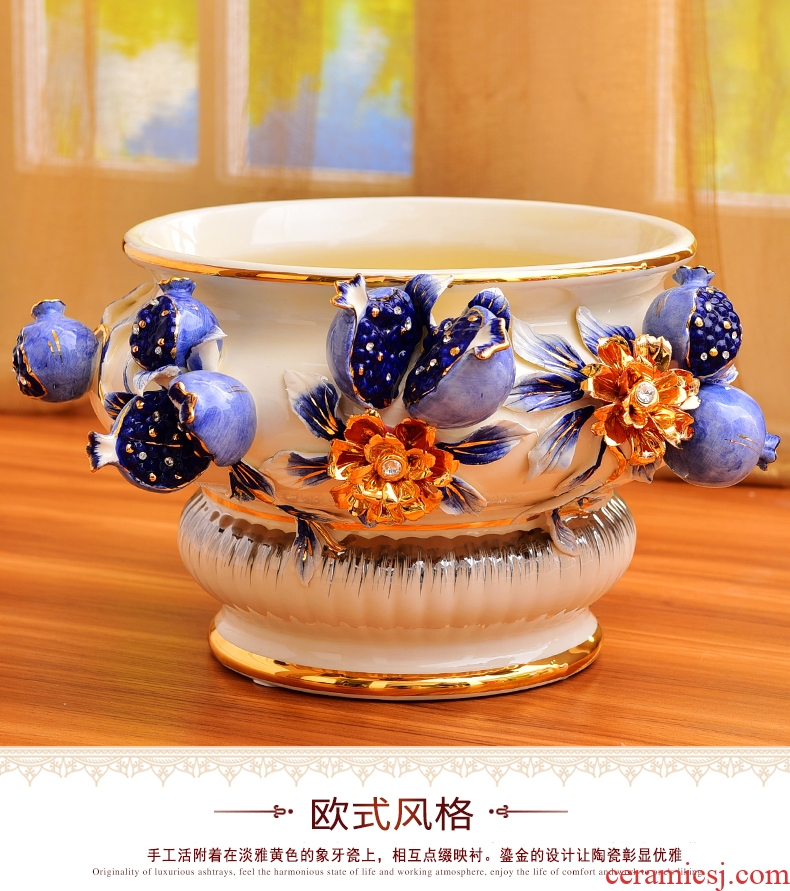 European vase is placed a large sitting room dry flower flower arranging high creative ceramic table household vase decoration decoration - 557851976872