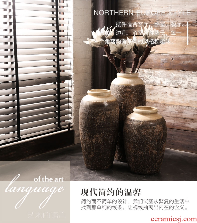 Jingdezhen ceramics hand - carved antique Chinese shadow blue glaze vase home furnishing articles large sitting room - 537400977032