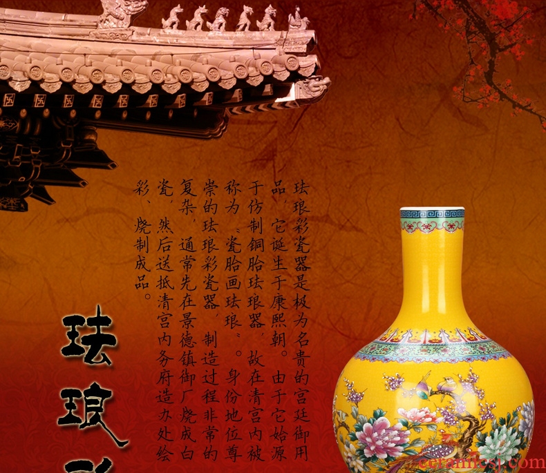 Antique hand - made porcelain of jingdezhen ceramics youligong double elephant peach pomegranate flower vase decoration - 38542040707