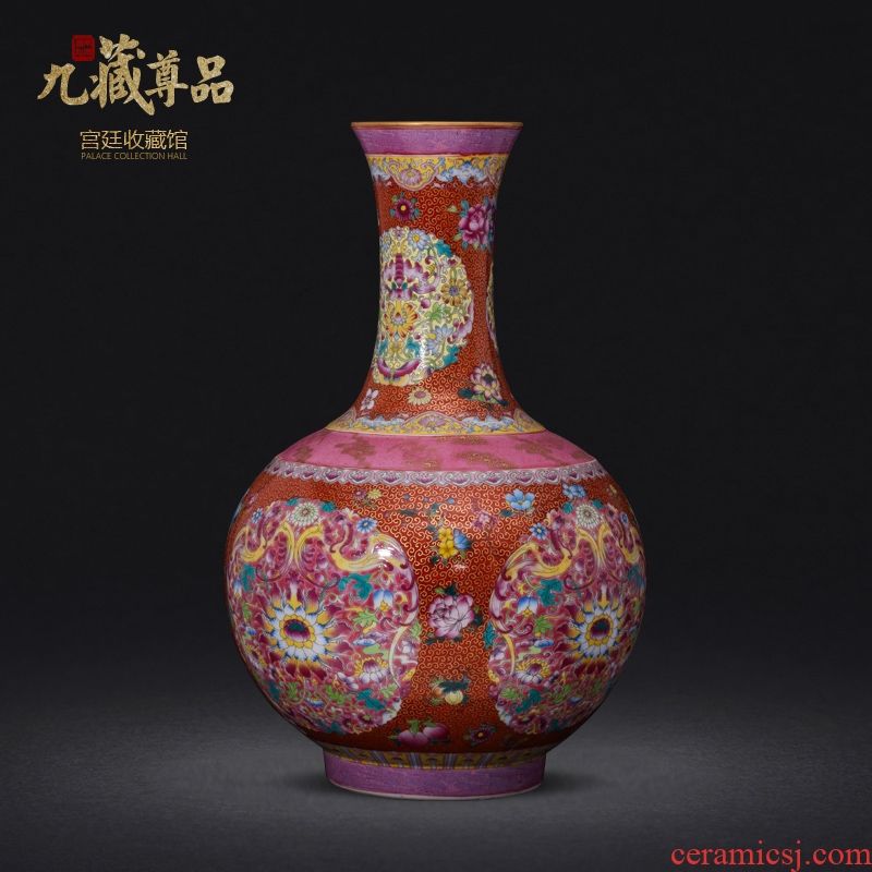 Jingdezhen ceramics imitation qing qianlong hand-painted paint powder enamel bottle collection sitting room home decoration furnishing articles