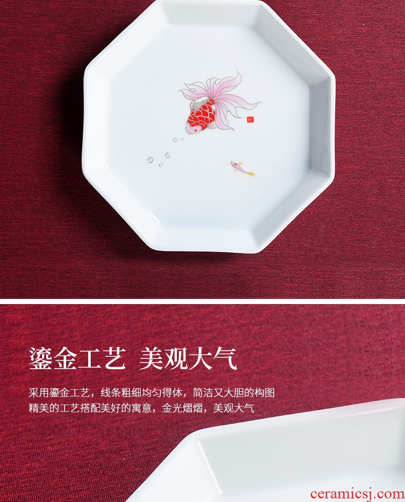 Porcelain ceramic kung fu tea tea tray was god contracted city light key-2 luxury small tray was home office fruit bowl tea tea table