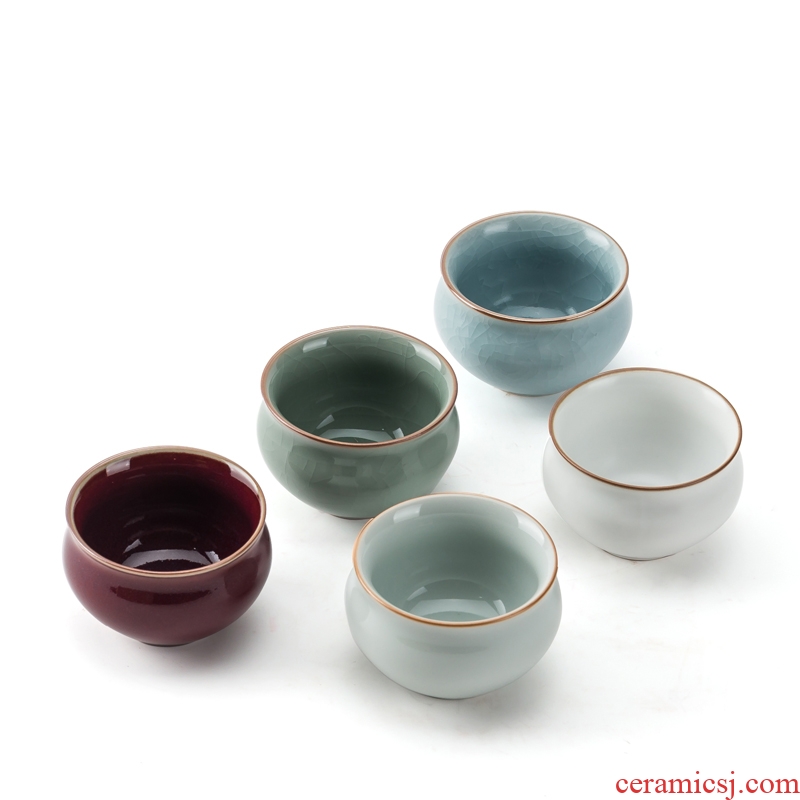 Matte five ancient jun ceramic tea set sample tea cup kung fu masters cup cup your kiln to open small cups to send