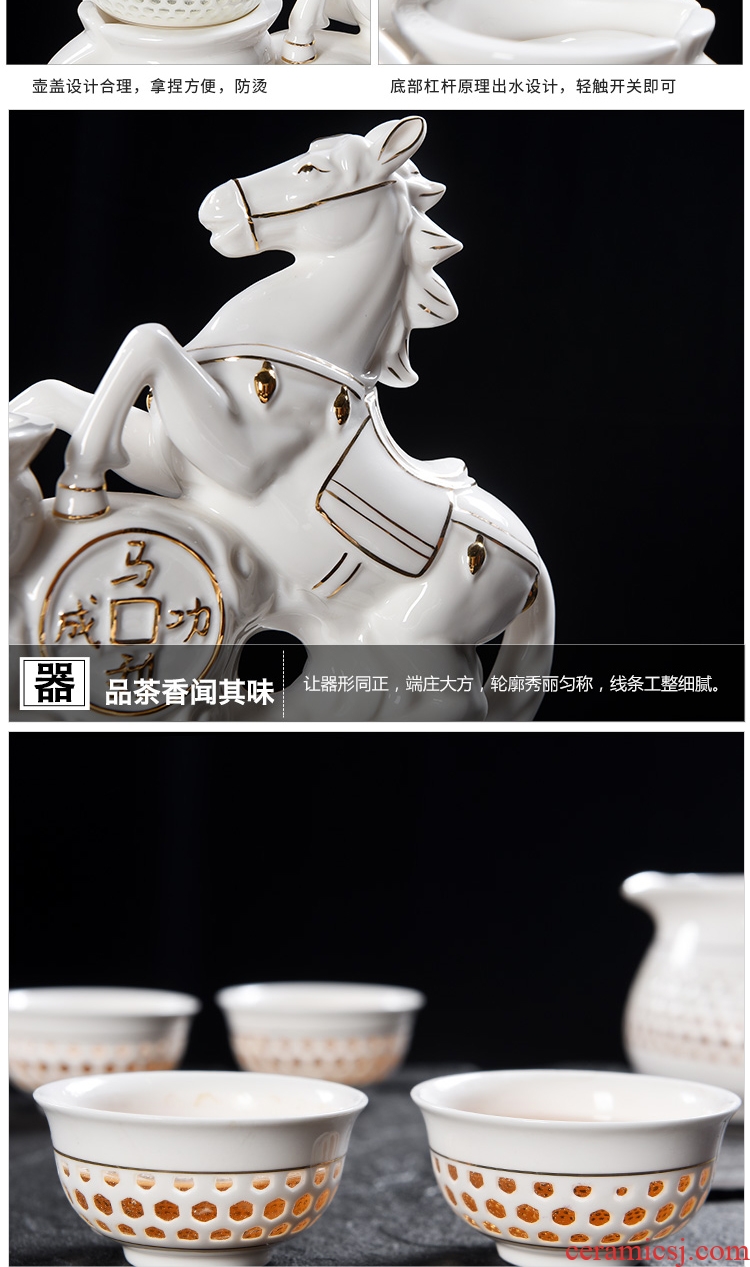 Famed ceramic lazy people make tea tea set with a complete set of household kung fu dehua white porcelain teapot