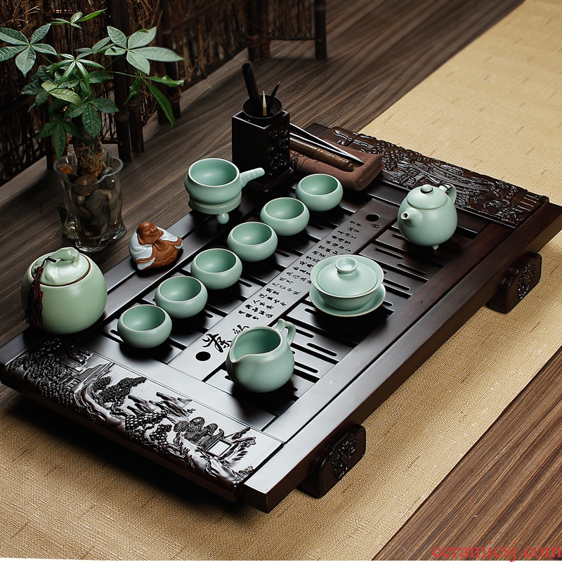 Friend is the whole piece of ebony carved mahogany wood tea tray landscapes tea sea your kiln ceramic tea set