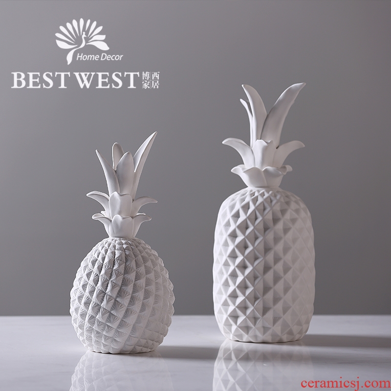 【 for 】 pineapple furnishing articles matte white ceramic soft adornment ornament adornment of contemporary and contracted sitting room wine