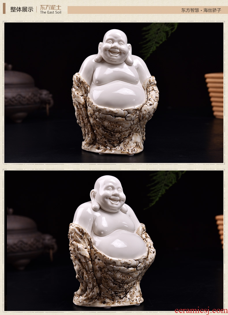 The east mud dehua white porcelain ceramic smiling Buddha maitreya study Chinese desktop furnishing articles decoration/fukuda maitreya