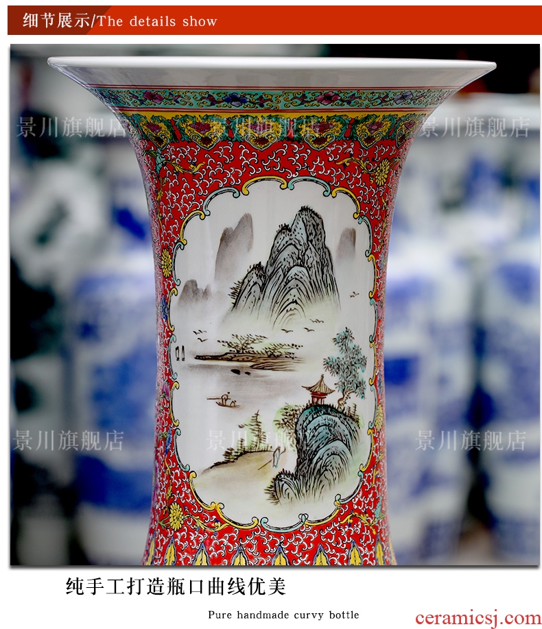 Jingdezhen ceramics hand - made antique blue and white porcelain vases, furnishing articles sitting room flower arranging large Chinese style household decorations - 534379978458