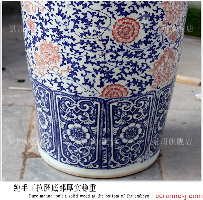 Jingdezhen ceramic furnishing articles of Chinese style landing a large sitting room hotel villa vase dried flowers home decoration - 544137610416