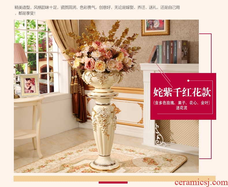 Jingdezhen light key-2 luxury of new Chinese style ceramic furnishing articles sitting room big vase flower arranging European - style decoration decoration landing - 569518563320