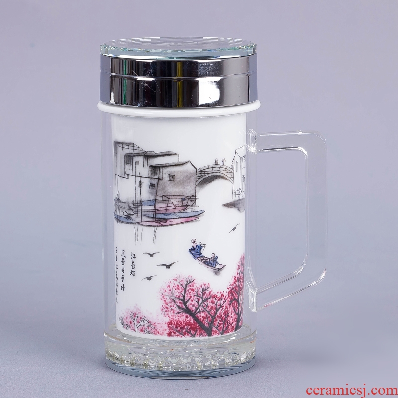 Jingdezhen ceramic tank vacuum insulation cup of water glass office cup car cup 508 ml customized gifts