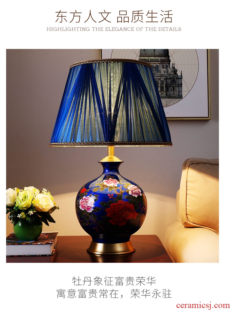 Ceramic lamp sitting room is the study of new Chinese style decoration lamp towns all copper restoring ancient ways of bedroom the head of a bed glazed Ceramic lamp