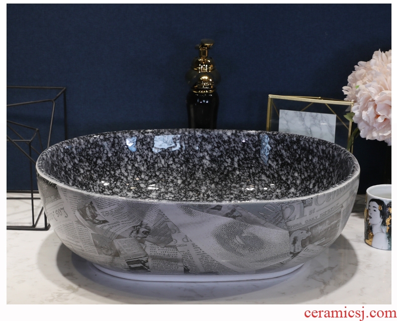 Million birds European stage basin round ceramic household sink art lavatory basin Jin Wen lavabo