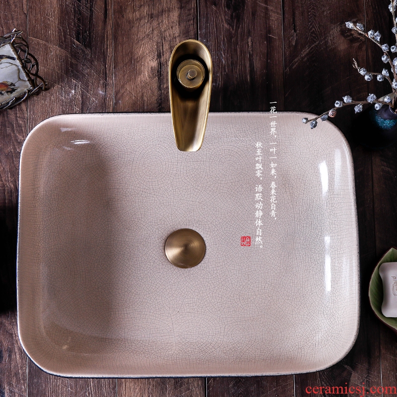The stage basin of jingdezhen ceramic lavabo rectangle Chinese style restoring ancient ways of creative art hotel toilet lavatory