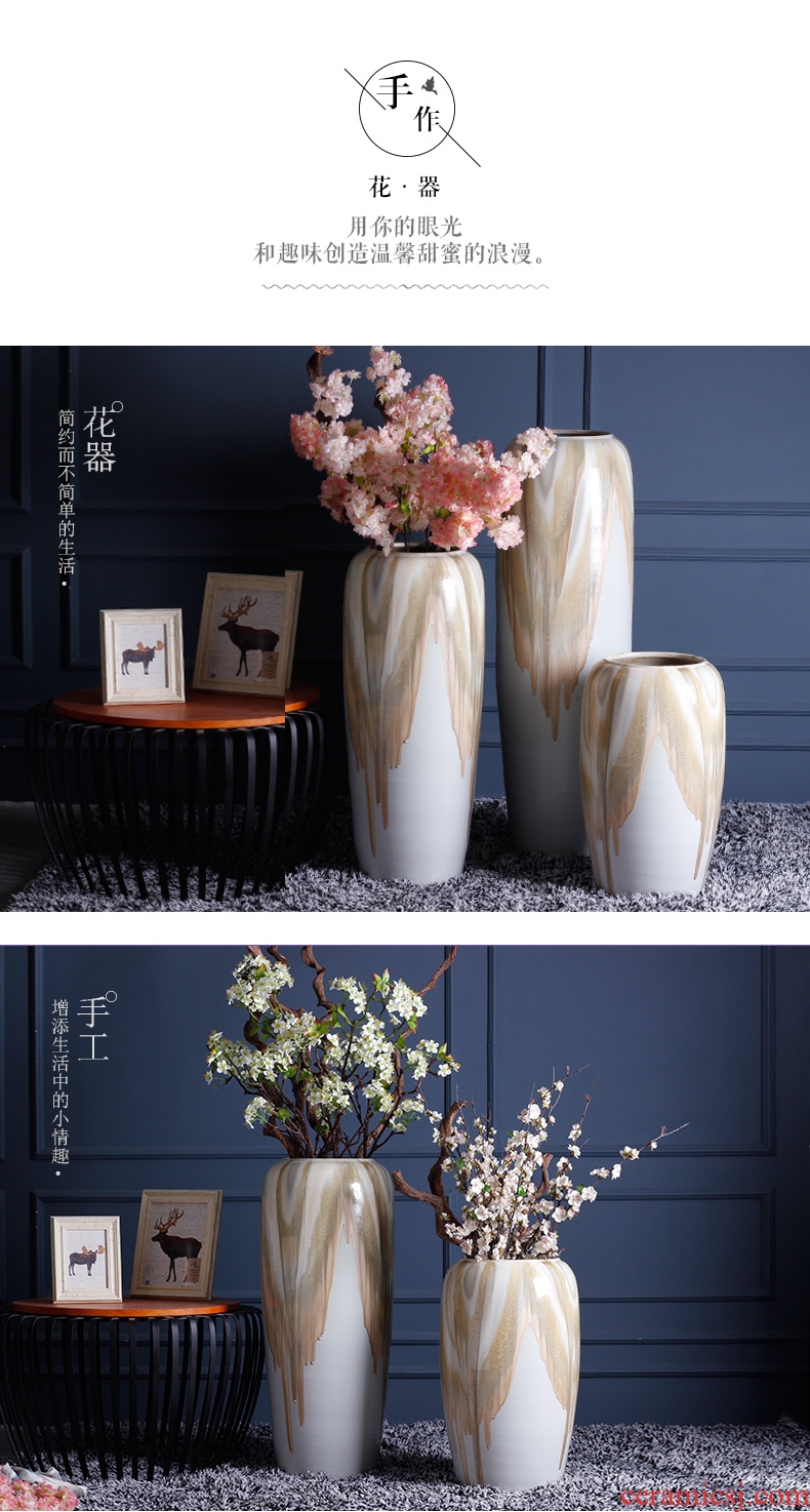 Ground vase large flower arrangement is I and contracted sitting room Nordic decorative furnishing articles hotel ceramics jingdezhen restoring ancient ways - 559687369151