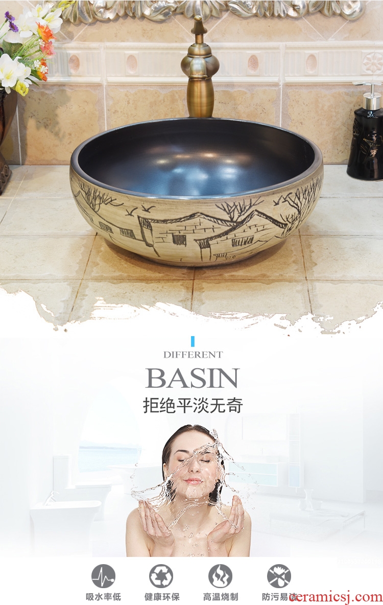Jingdezhen ceramic lavatory basin basin art on the sink basin water village house in town