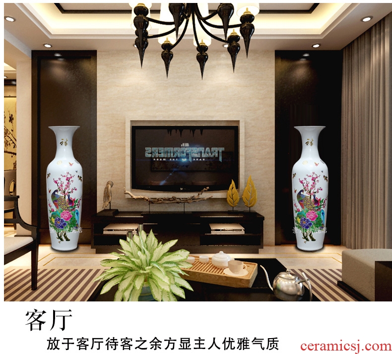 Jingdezhen ceramic hand - made splendid sunvo large blue and white porcelain vase home sitting room adornment is placed large - 552070271430