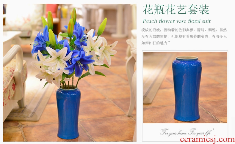 Jingdezhen ceramics bound branch lotus open piece of archaize crack glaze landing big blue and white porcelain vase furnishing articles - 530272876423