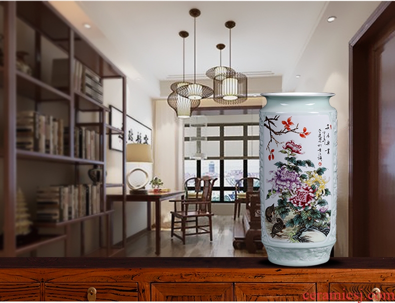 Jingdezhen ceramic masters hand draw pastel large vases, antique Chinese style living room home office decorations furnishing articles - 557981065252