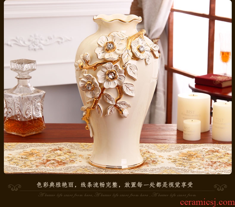 Jingdezhen pastel large vases, pottery and porcelain of modern fashionable sitting room ground flower European household adornment furnishing articles - 45427925216