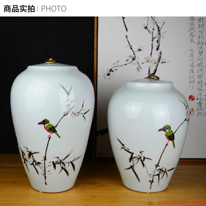 Jingdezhen ceramics hand - made painting of flowers and pottery vases, sitting room of the new Chinese style household decorations with cover pot furnishing articles