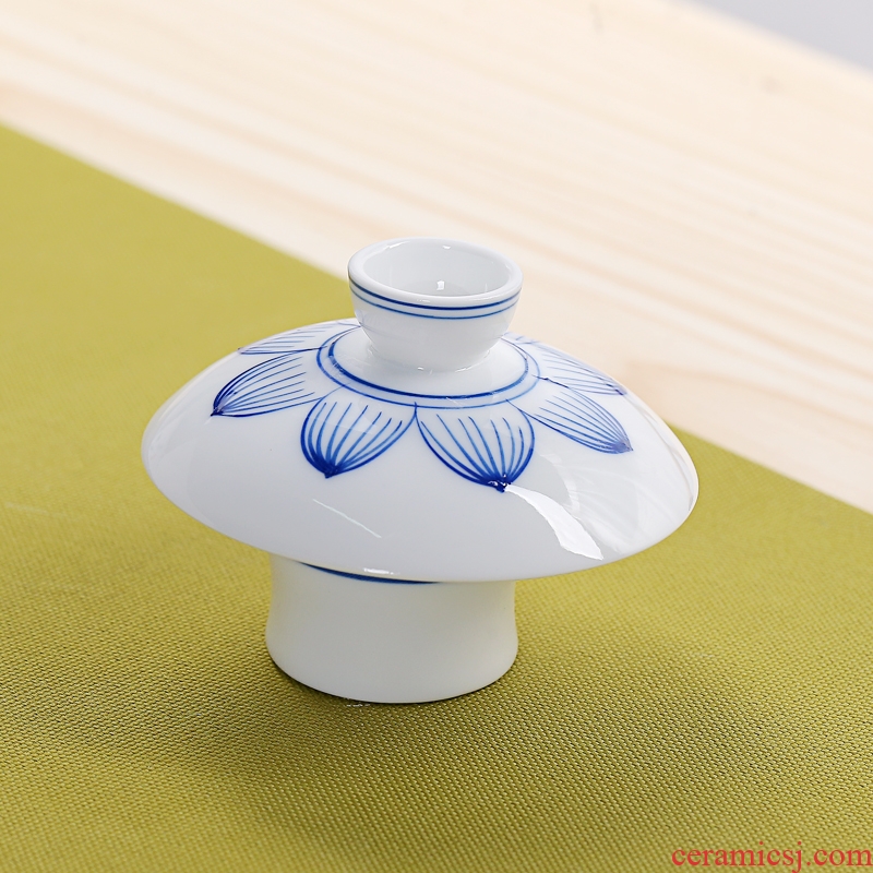 Old &, kung fu tea tea accessories ceramics tureen doesn contracted lid doesn hand - made line is white porcelain cover