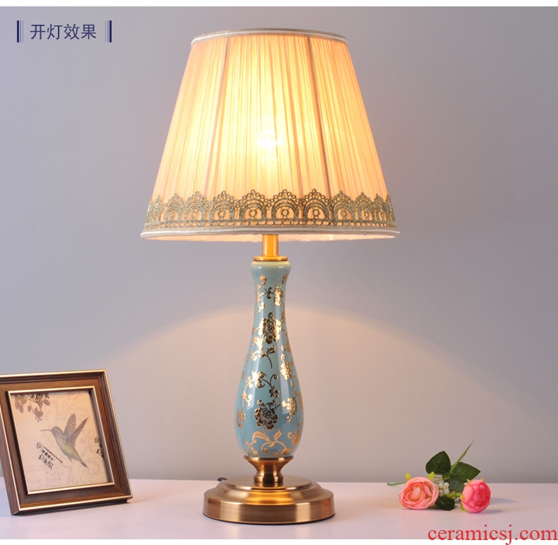 European ceramic desk lamp warm bedroom berth lamp sitting room study contracted household adornment move remote marriage room