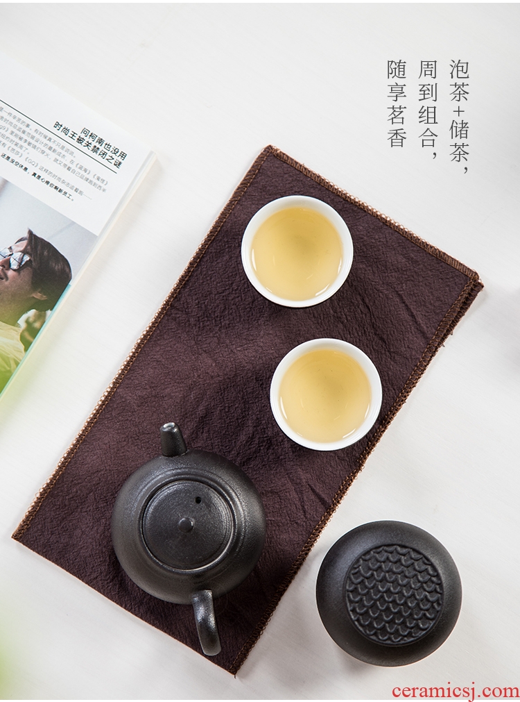 Travel Tang Xian kung fu tea set ceramic Japanese contemporary and contracted tea portable tea, a pot of two cups of black