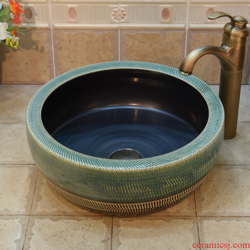Jingdezhen ceramic lavatory basin basin art on the sink basin basin up waist drum wisteria