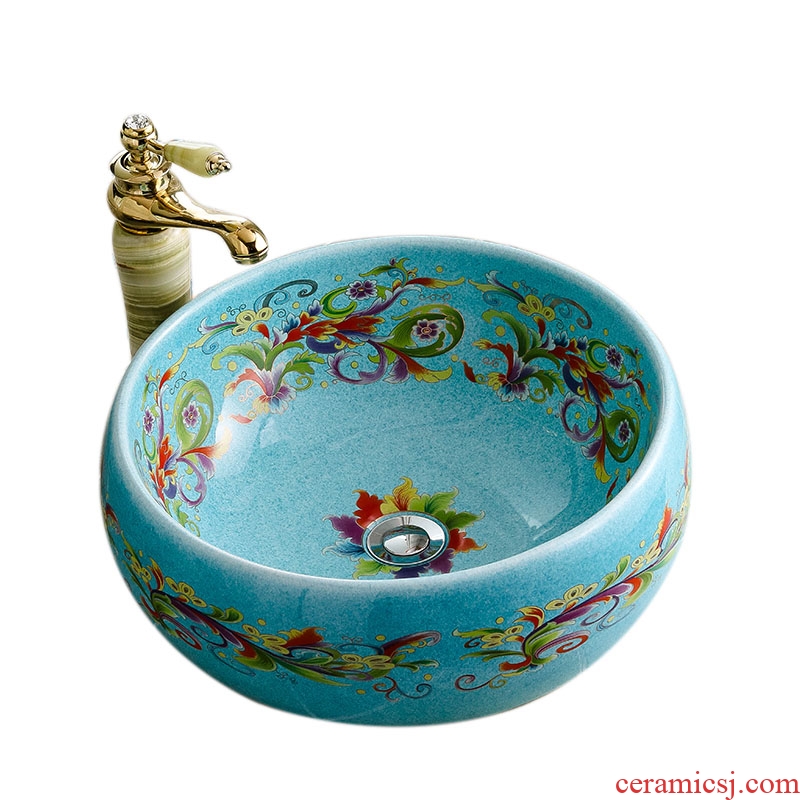 Stage basin round I and contracted ceramic European household bathroom toilet basin basin washing a face decoration art