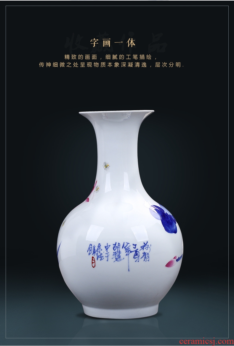 Jingdezhen ceramics hand - made of blue and white porcelain vases, flower arrangement furnishing articles furnishing articles antique Chinese style porch sitting room decoration