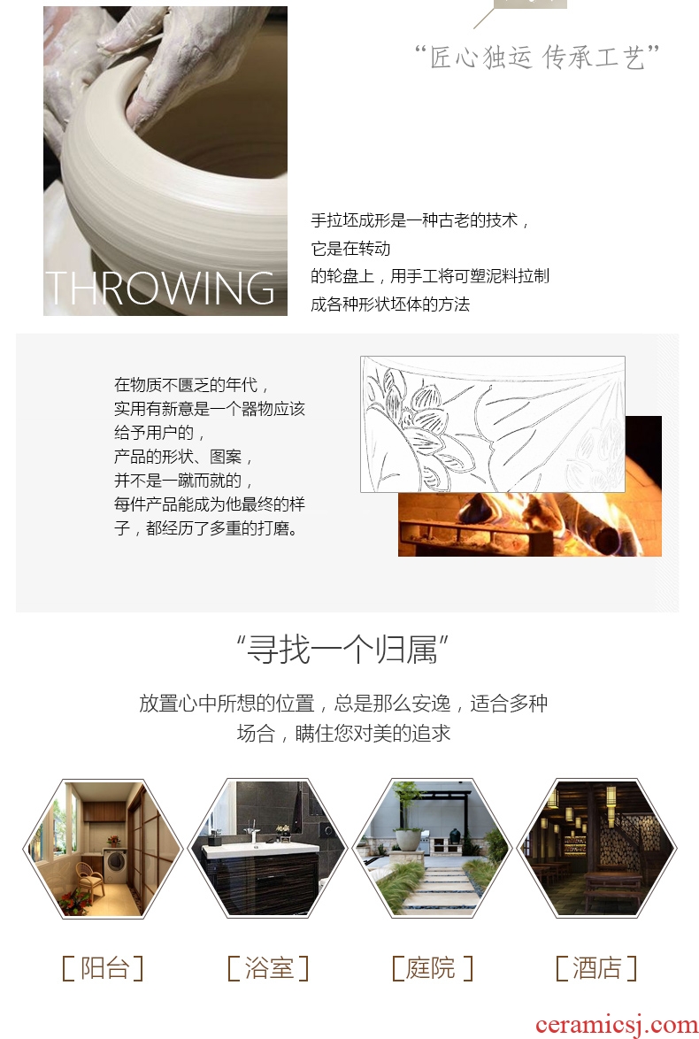 Indoor and is suing ceramic art basin mop mop pool ChiFang one - piece mop pool 42 cm diameter ash cyanine