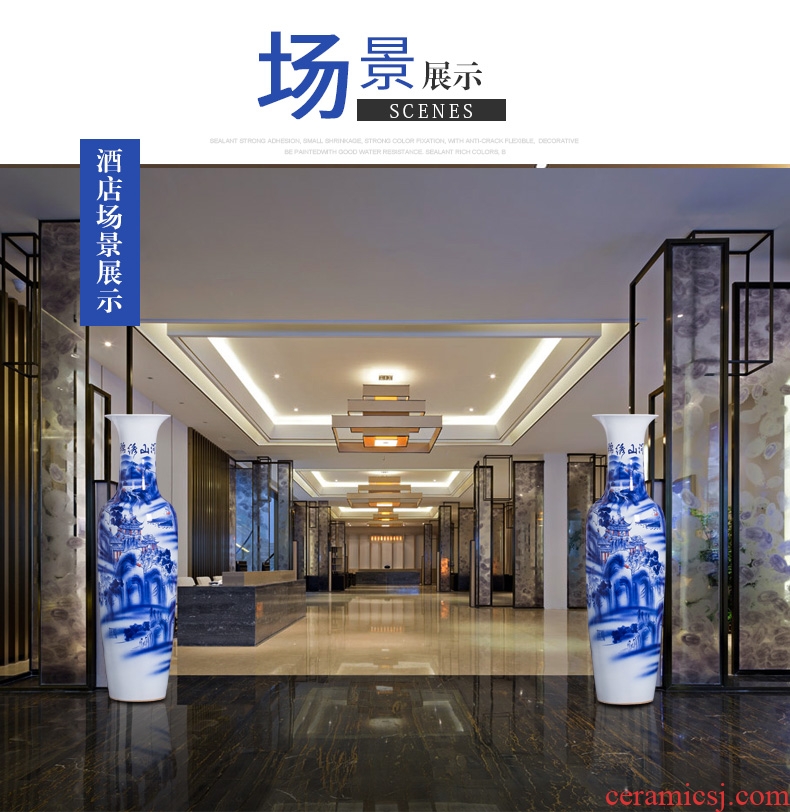Jingdezhen ceramic shadow carving large vase furnishing articles Chinese style living room floor vase decoration hotels high - grade decoration - 570238504954