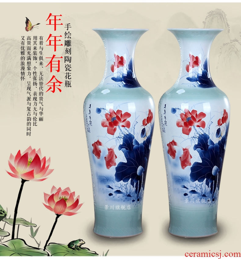 European large ground vase to restore ancient ways furnishing articles creative hotel living room flower arranging, ceramic lucky bamboo adornment - 534756407030