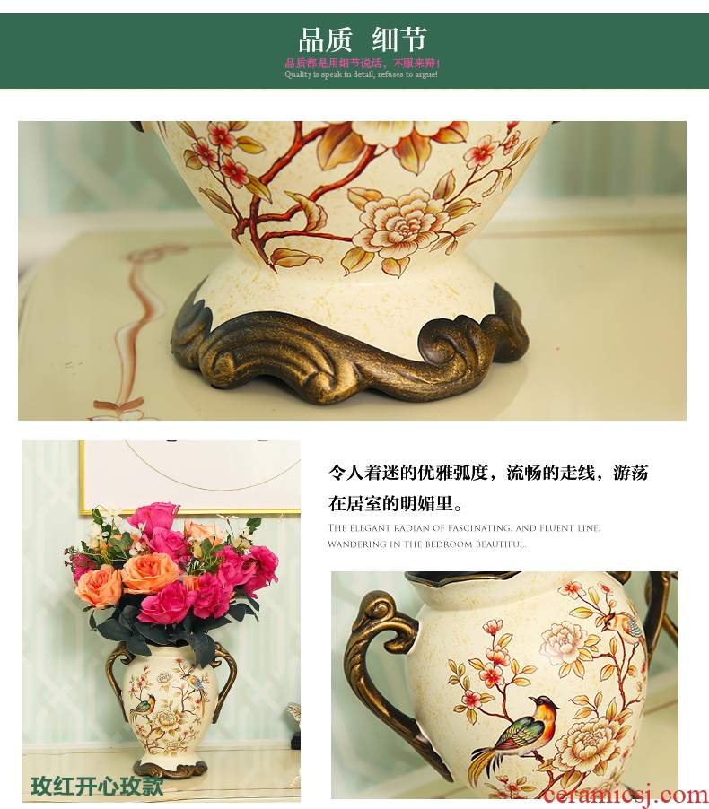 Jingdezhen ceramics famous hand - made enamel vase furnishing articles large sitting room porch decoration of Chinese style household - 569096215078