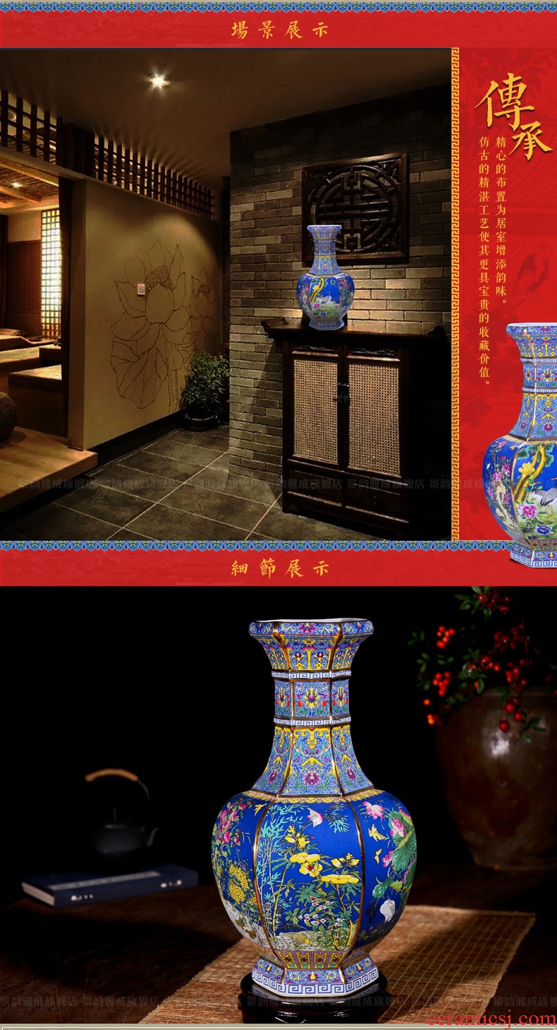 Jingdezhen ceramic up with classical modern fashion antique vase furnishing articles housewarming flower arranging European floor living room