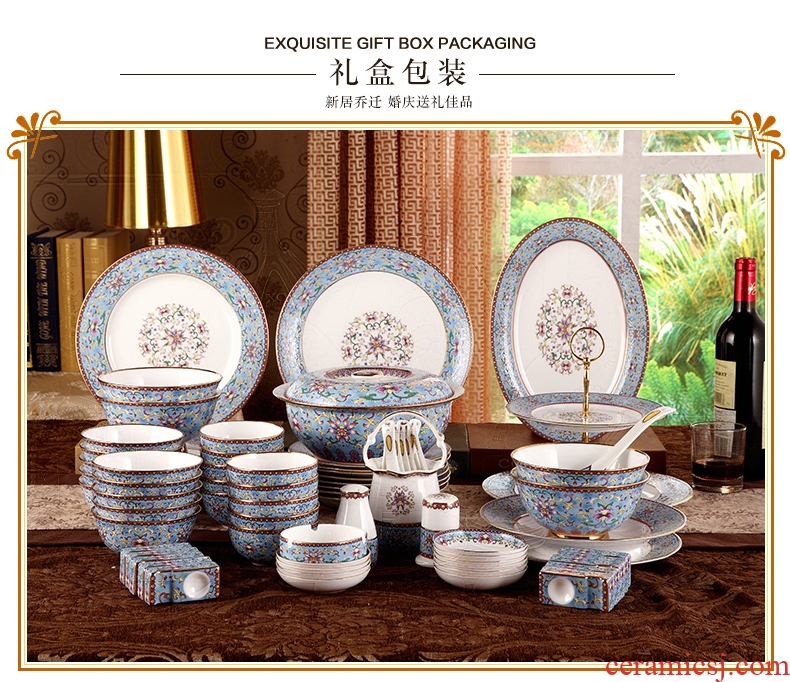 Vatican Sally 's European porcelain ceramic tableware suit household up phnom penh 85 skull luxurious dishes dishes housewarming gift